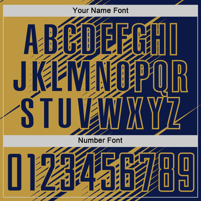 Custom Navy Old Gold Line Sublimation Soccer Uniform Jersey