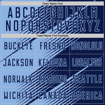 Custom Navy Light Blue Line Sublimation Soccer Uniform Jersey