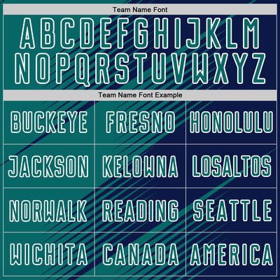 Custom Navy Teal-White Line Sublimation Soccer Uniform Jersey