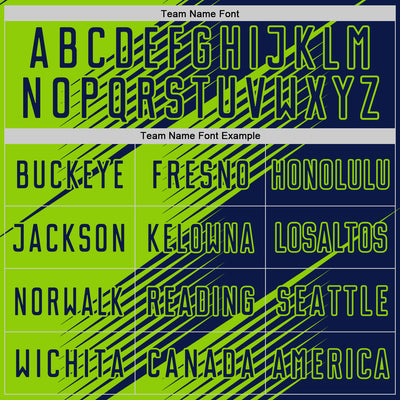 Custom Navy Neon Green Line Sublimation Soccer Uniform Jersey