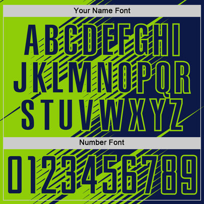 Custom Navy Neon Green Line Sublimation Soccer Uniform Jersey