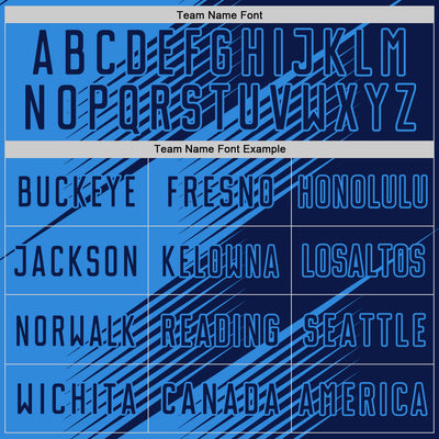 Custom Navy Powder Blue Line Sublimation Soccer Uniform Jersey