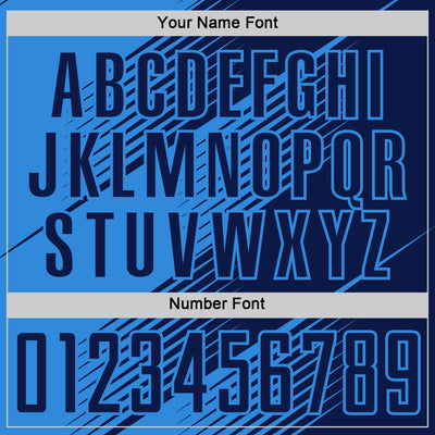 Custom Navy Powder Blue Line Sublimation Soccer Uniform Jersey