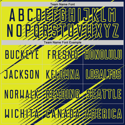 Custom Navy Neon Yellow Line Sublimation Soccer Uniform Jersey