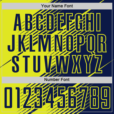 Custom Navy Neon Yellow Line Sublimation Soccer Uniform Jersey