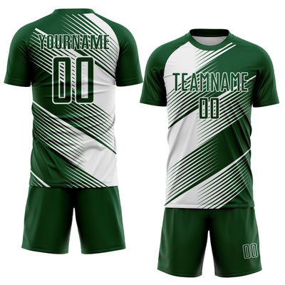 Custom Green White Line Sublimation Soccer Uniform Jersey