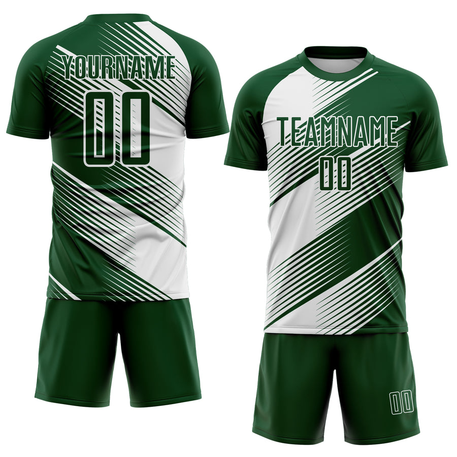 Custom Green White Line Sublimation Soccer Uniform Jersey