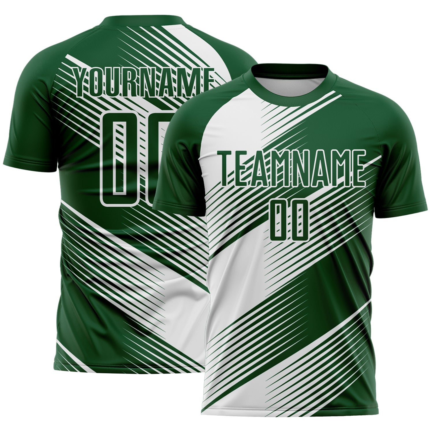Custom Green White Line Sublimation Soccer Uniform Jersey