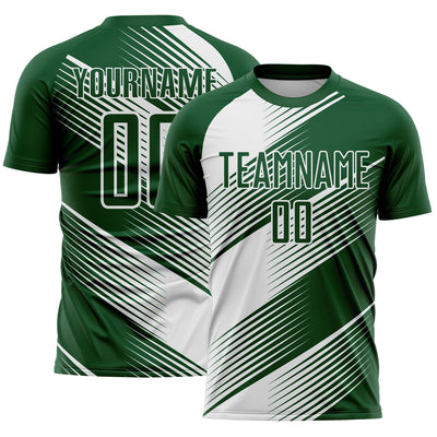 Custom Green White Line Sublimation Soccer Uniform Jersey