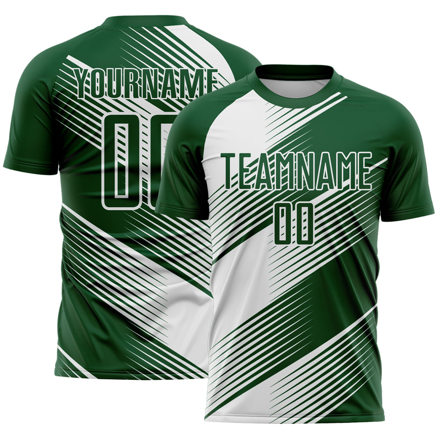 Custom Green White Line Sublimation Soccer Uniform Jersey