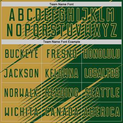 Custom Green Old Gold Line Sublimation Soccer Uniform Jersey