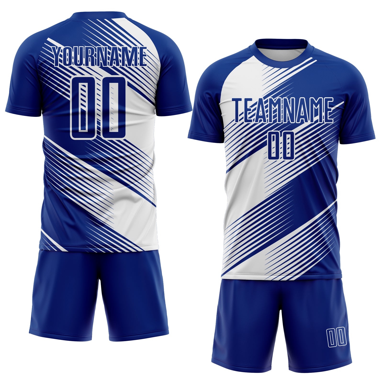 Custom Royal White Line Sublimation Soccer Uniform Jersey
