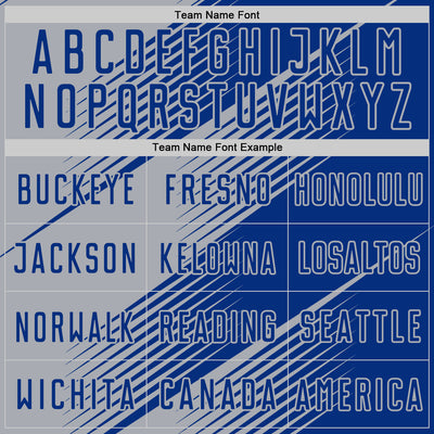 Custom Royal Gray Line Sublimation Soccer Uniform Jersey