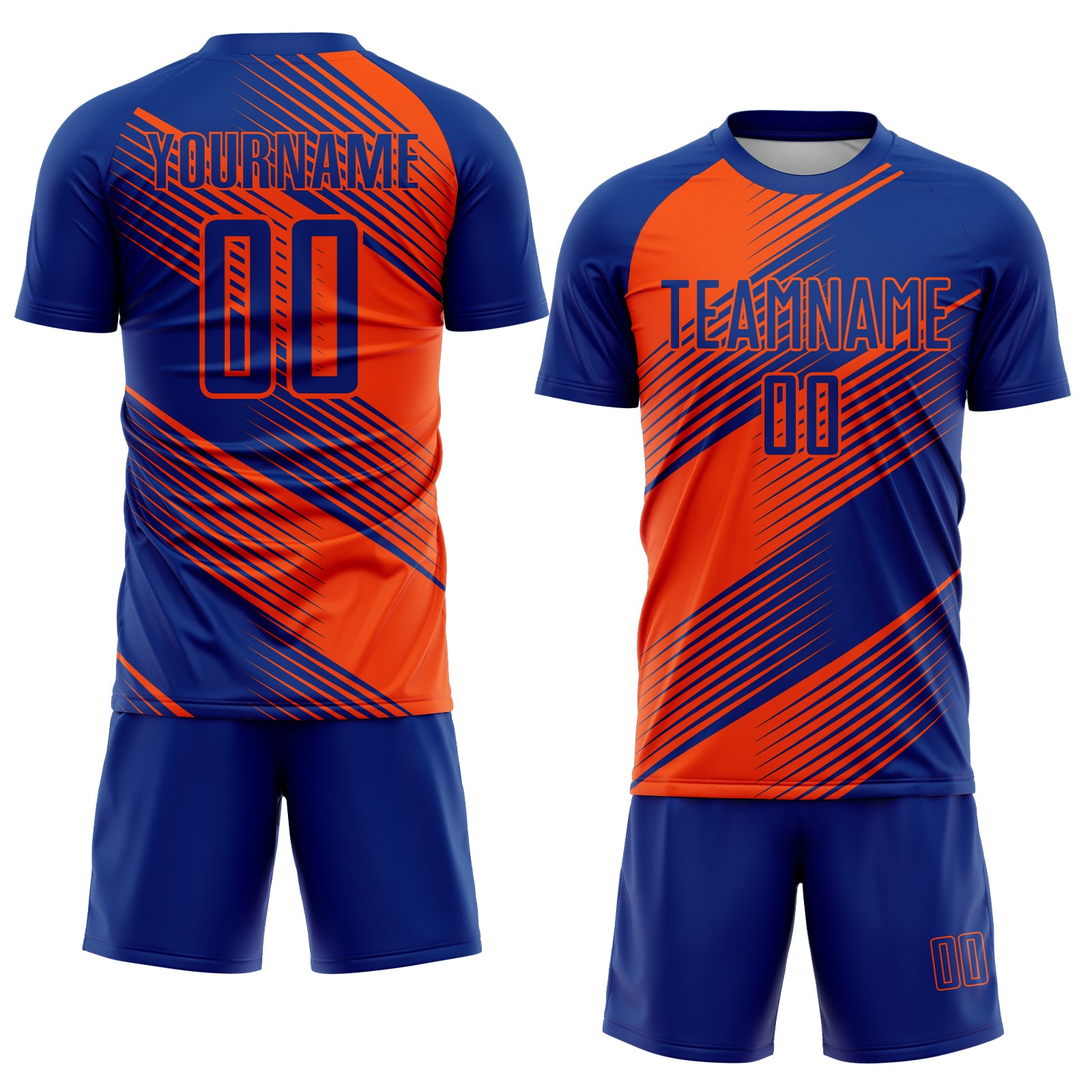 Custom Royal Orange Line Sublimation Soccer Uniform Jersey