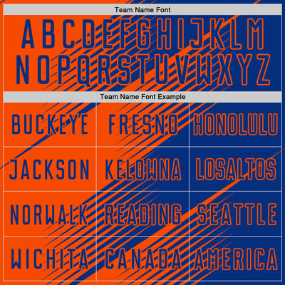 Custom Royal Orange Line Sublimation Soccer Uniform Jersey