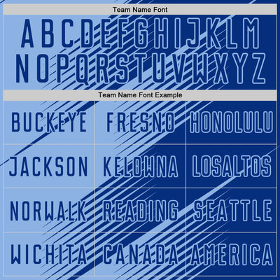 Custom Royal Light Blue Line Sublimation Soccer Uniform Jersey