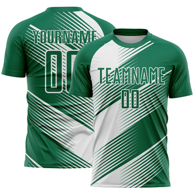 Custom Kelly Green White Line Sublimation Soccer Uniform Jersey