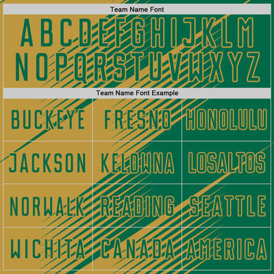 Custom Kelly Green Old Gold Line Sublimation Soccer Uniform Jersey