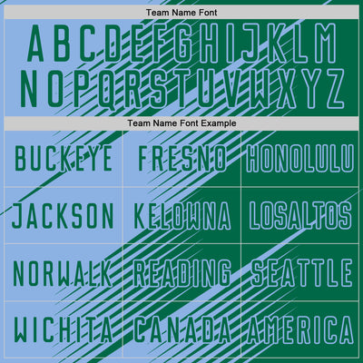 Custom Kelly Green Light Blue Line Sublimation Soccer Uniform Jersey