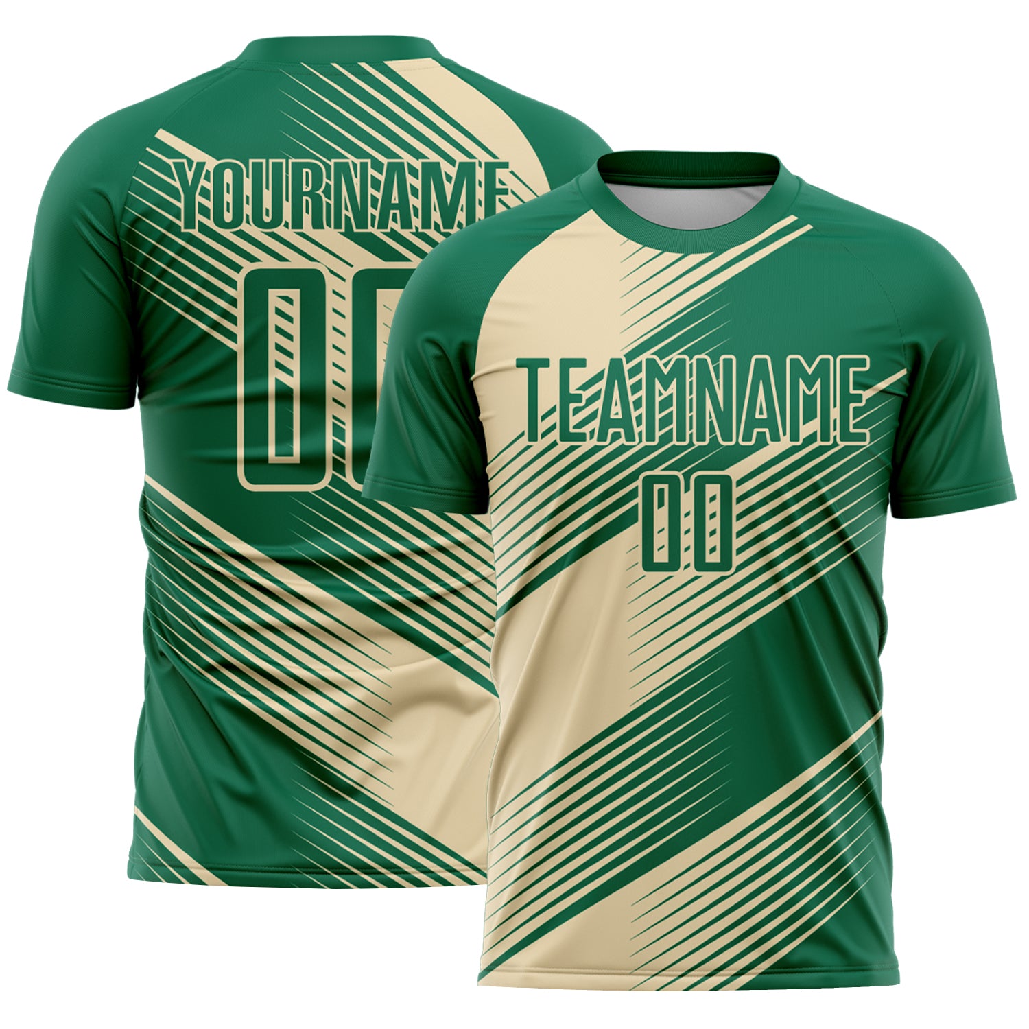 Custom Kelly Green Cream Line Sublimation Soccer Uniform Jersey