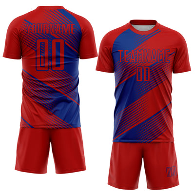 Custom Red Royal Line Sublimation Soccer Uniform Jersey