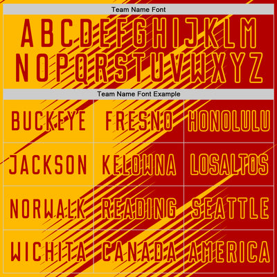 Custom Red Gold Line Sublimation Soccer Uniform Jersey