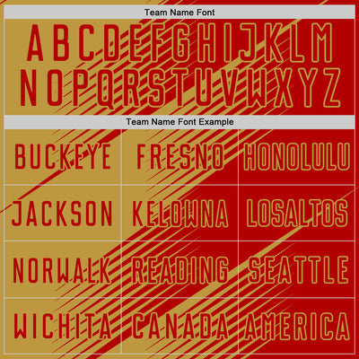 Custom Red Old Gold Line Sublimation Soccer Uniform Jersey