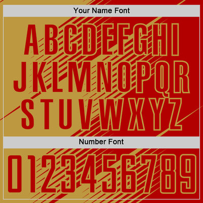 Custom Red Old Gold Line Sublimation Soccer Uniform Jersey