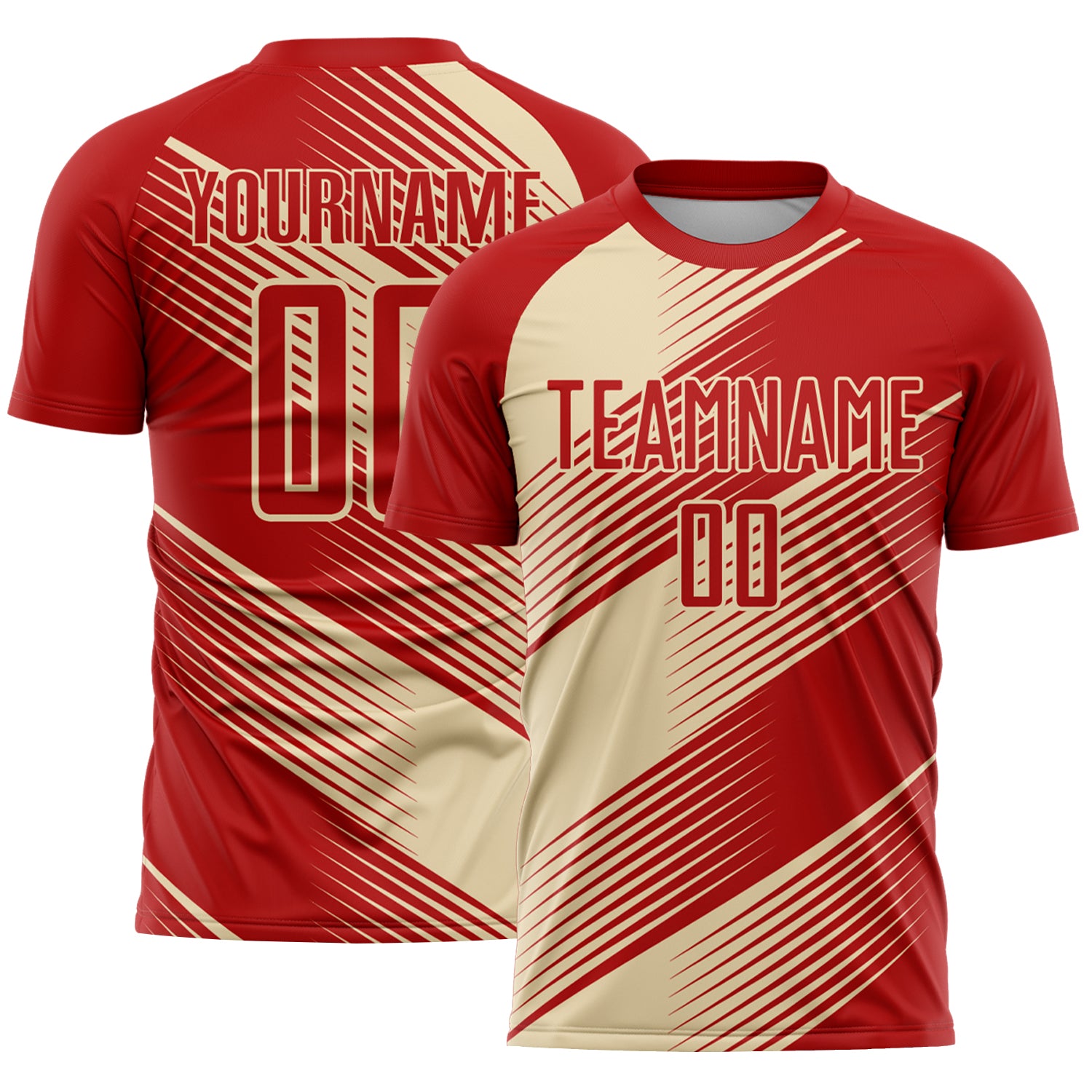 Custom Red Cream Line Sublimation Soccer Uniform Jersey