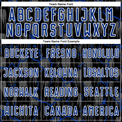 Custom Black Royal-White Lightning Sublimation Soccer Uniform Jersey