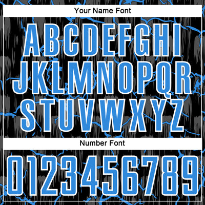 Custom Black Powder Blue-White Lightning Sublimation Soccer Uniform Jersey