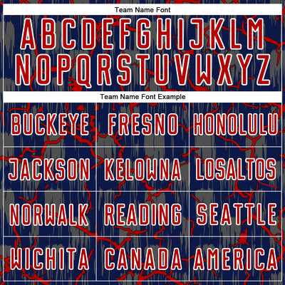 Custom Navy Red-White Lightning Sublimation Soccer Uniform Jersey