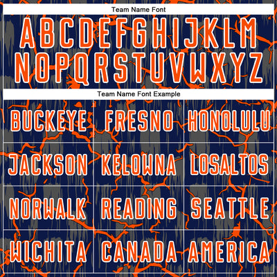 Custom Navy Orange-White Lightning Sublimation Soccer Uniform Jersey