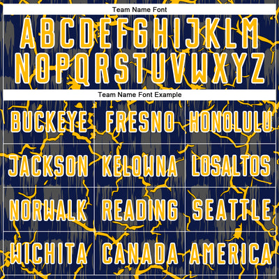 Custom Navy Gold-White Lightning Sublimation Soccer Uniform Jersey