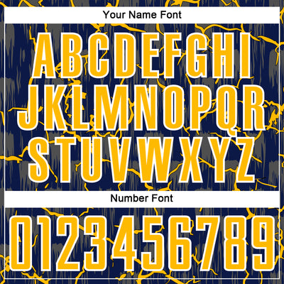Custom Navy Gold-White Lightning Sublimation Soccer Uniform Jersey