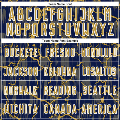 Custom Navy Old Gold-White Lightning Sublimation Soccer Uniform Jersey