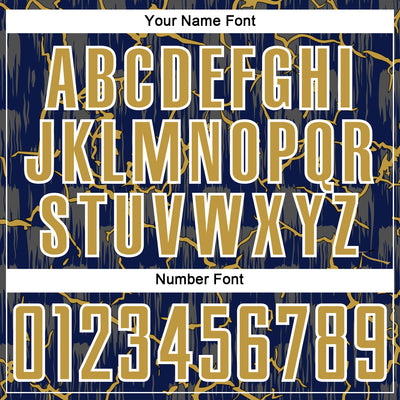 Custom Navy Old Gold-White Lightning Sublimation Soccer Uniform Jersey