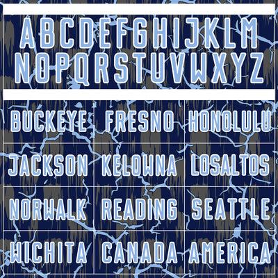 Custom Navy Light Blue-White Lightning Sublimation Soccer Uniform Jersey