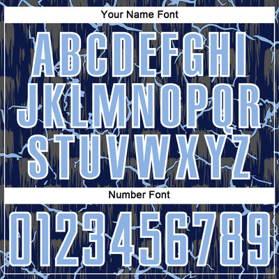 Custom Navy Light Blue-White Lightning Sublimation Soccer Uniform Jersey