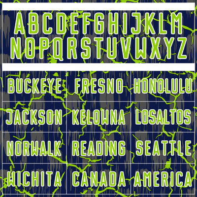 Custom Navy Neon Green-White Lightning Sublimation Soccer Uniform Jersey