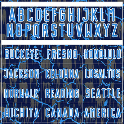 Custom Navy Powder Blue-White Lightning Sublimation Soccer Uniform Jersey