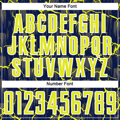 Custom Navy Neon Yellow-White Lightning Sublimation Soccer Uniform Jersey