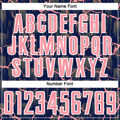 Custom Navy Medium Pink-White Lightning Sublimation Soccer Uniform Jersey