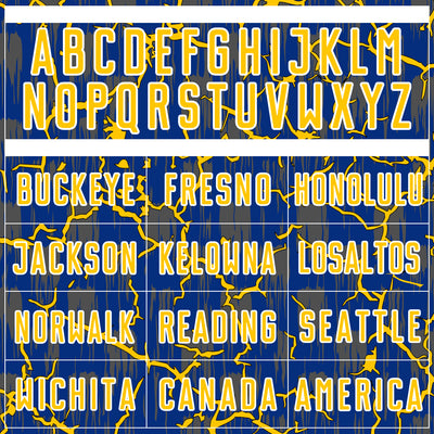 Custom Royal Yellow-White Lightning Sublimation Soccer Uniform Jersey