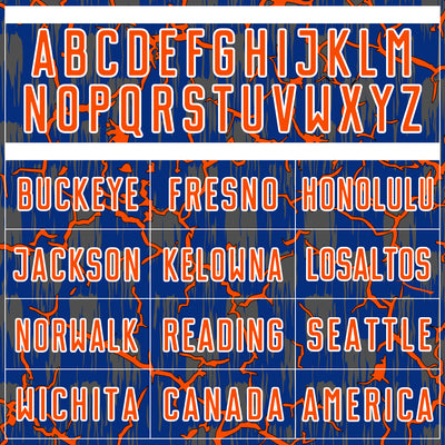 Custom Royal Orange-White Lightning Sublimation Soccer Uniform Jersey