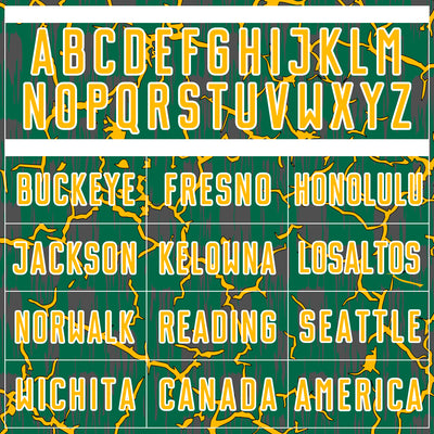 Custom Kelly Green Gold-White Lightning Sublimation Soccer Uniform Jersey