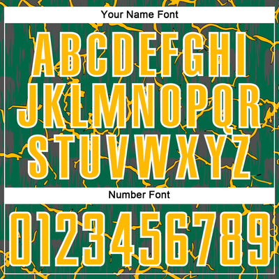 Custom Kelly Green Gold-White Lightning Sublimation Soccer Uniform Jersey