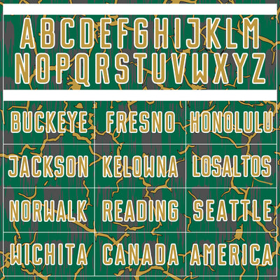 Custom Kelly Green Old Gold-White Lightning Sublimation Soccer Uniform Jersey