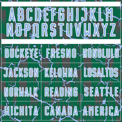 Custom Kelly Green Light Blue-White Lightning Sublimation Soccer Uniform Jersey