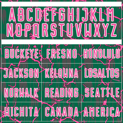 Custom Kelly Green Pink-White Lightning Sublimation Soccer Uniform Jersey